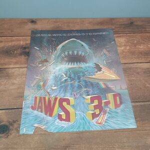 Hallmark Jaws 3-D Movie Poster OS Blue Fair Vintage 1983 with 3D Glasses